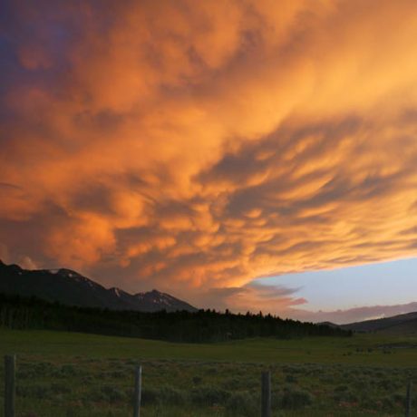 Outdoor landscape with cloudy sunset